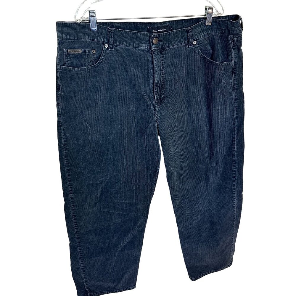 Calvin Klein Mens Corduroy Jeans Size 42 Dark Gray Pants 100% Cotton Relaxed